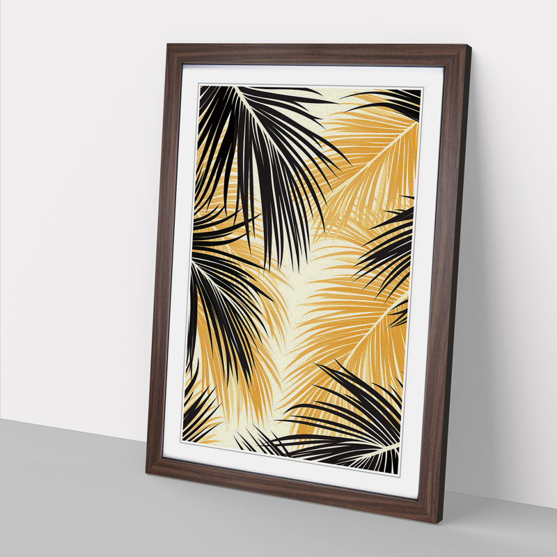 Palm Tree Op - Single Picture Frame Print on Wood, Walnut Framed, 46cm H x 34cm W x 2cm D