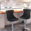 Tabourets de bar pivotants en velours à hauteur de siège réglable, tabourets de bar rembourrés modernes à base chromée avec dossier capitonné confortable, ensemble de 2-1122618929-1122618895