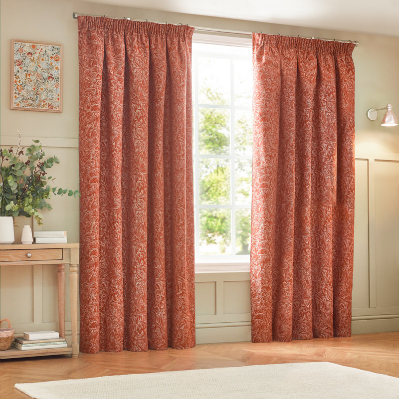 Grantley Jacquard Pencil Pleat Curtains, Width 117 x Drop 137 cm, Blue