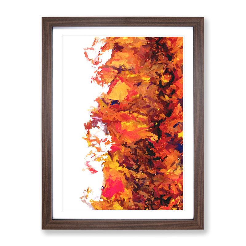 Faithful Flame Abstract - Single Picture Frame Painting, 46cm H x 34cm W x 2cm D, Walnut