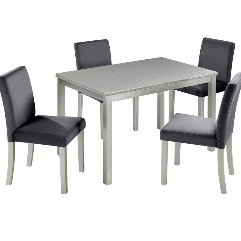 Ensemble de table de salle à manger 5 pièces avec table rectangulaire et chaises rembourrées, avec décoration en cristal pour une expérience culinaire élégante