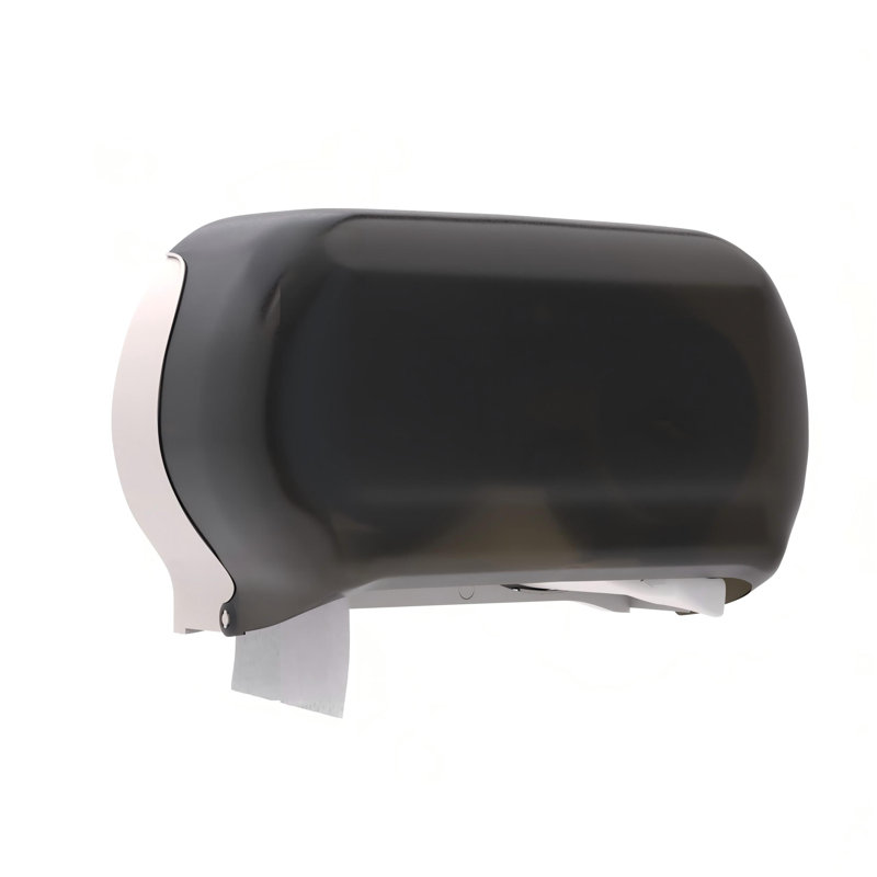 Distributeur de papier de toilette double jumbo, couleur fumée T22, avec indicateur de remplissage.