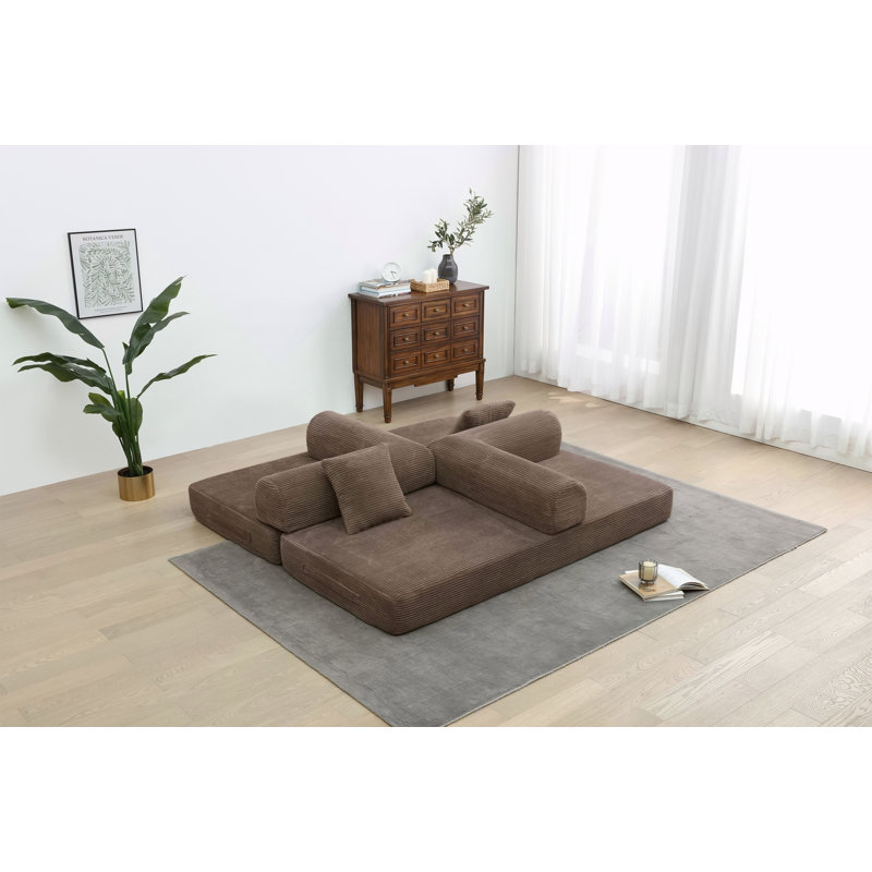 Canapé-lit convertible avec coussin cylindrique - Coussin pliant en velours côtelé avec cadre de forme fixe pour le salon, la chambre à coucher, le salon, le studio