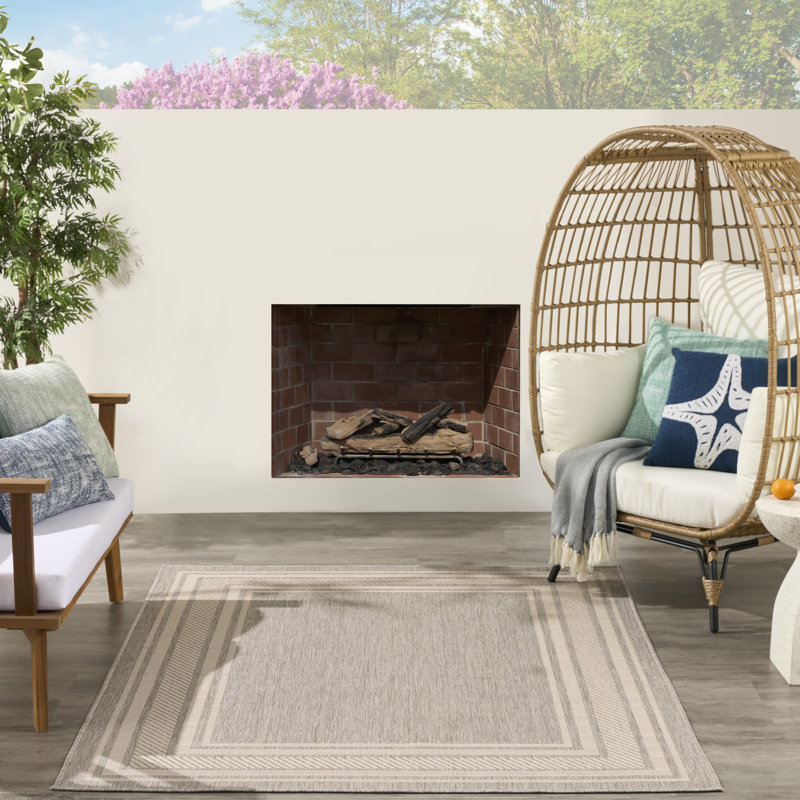 Horizon Indoor/Outdoor Modern Rug, Rectangle 5' x 7', Gray