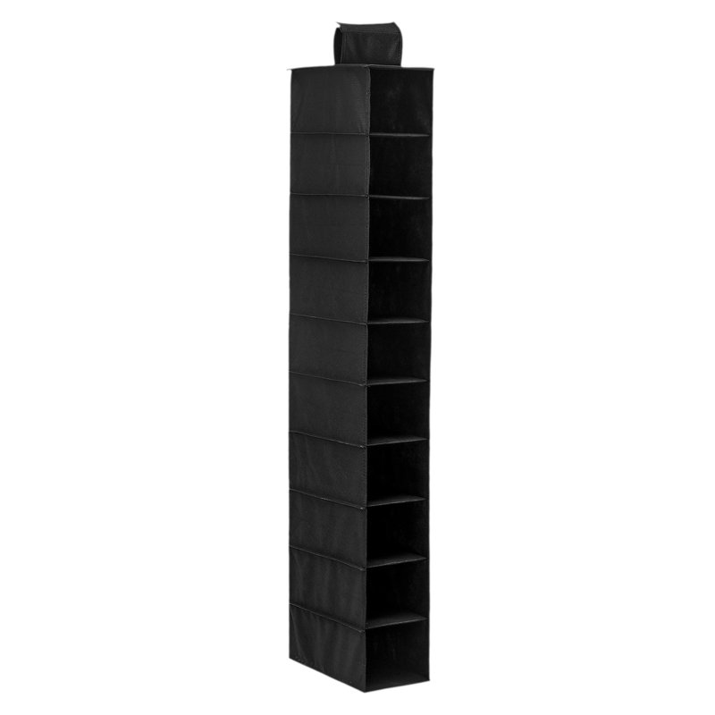 10 Pockets Non-woven Fabric-proof Shoe Clothes Hanging Storage Rack Shelf Door Wardrobe Hanger Organizer 15cm Wide, Black