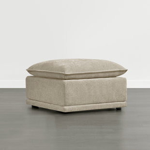 Linen-Like Upholstered Ottoman