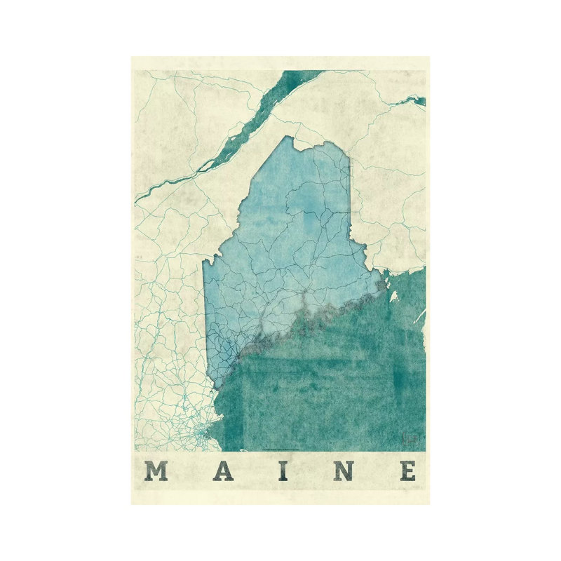 Maine Map by Hubert Roguski - Wrapped Canvas Print, 20.32 cm H x 30.48 cm W