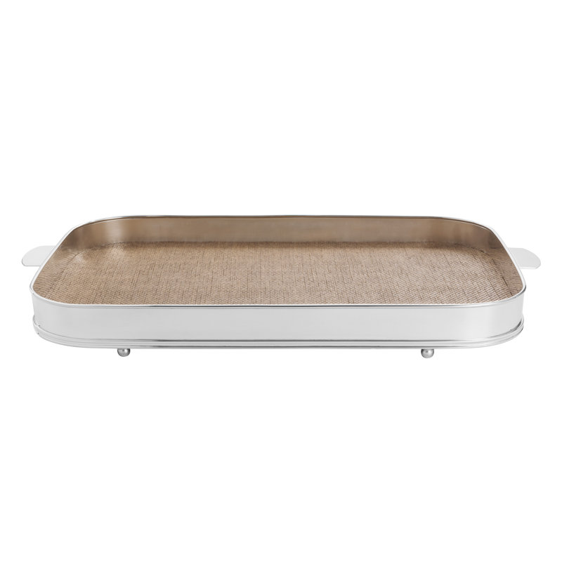 Silver Decorative Tray, 2" H x 23" W x 16" D