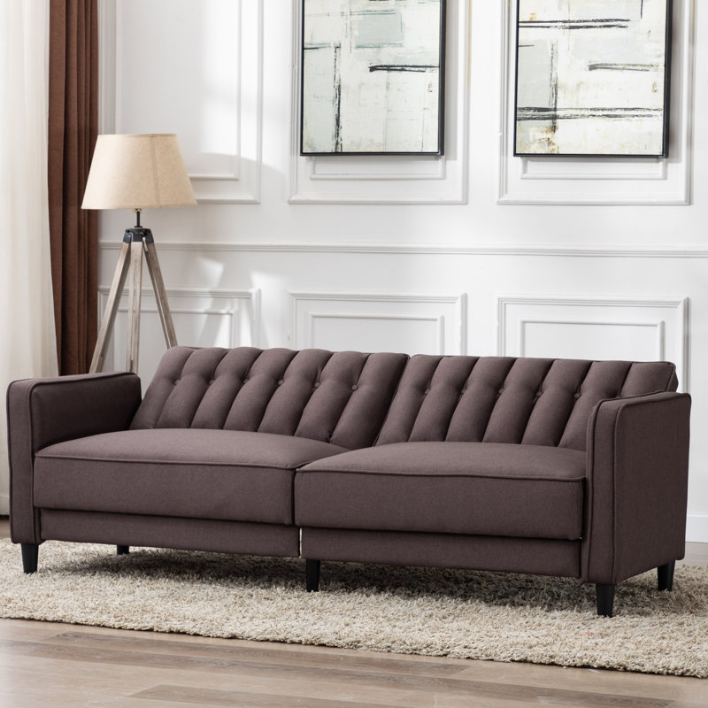 81'' Upholstered Convertible Sofa, Chocolate