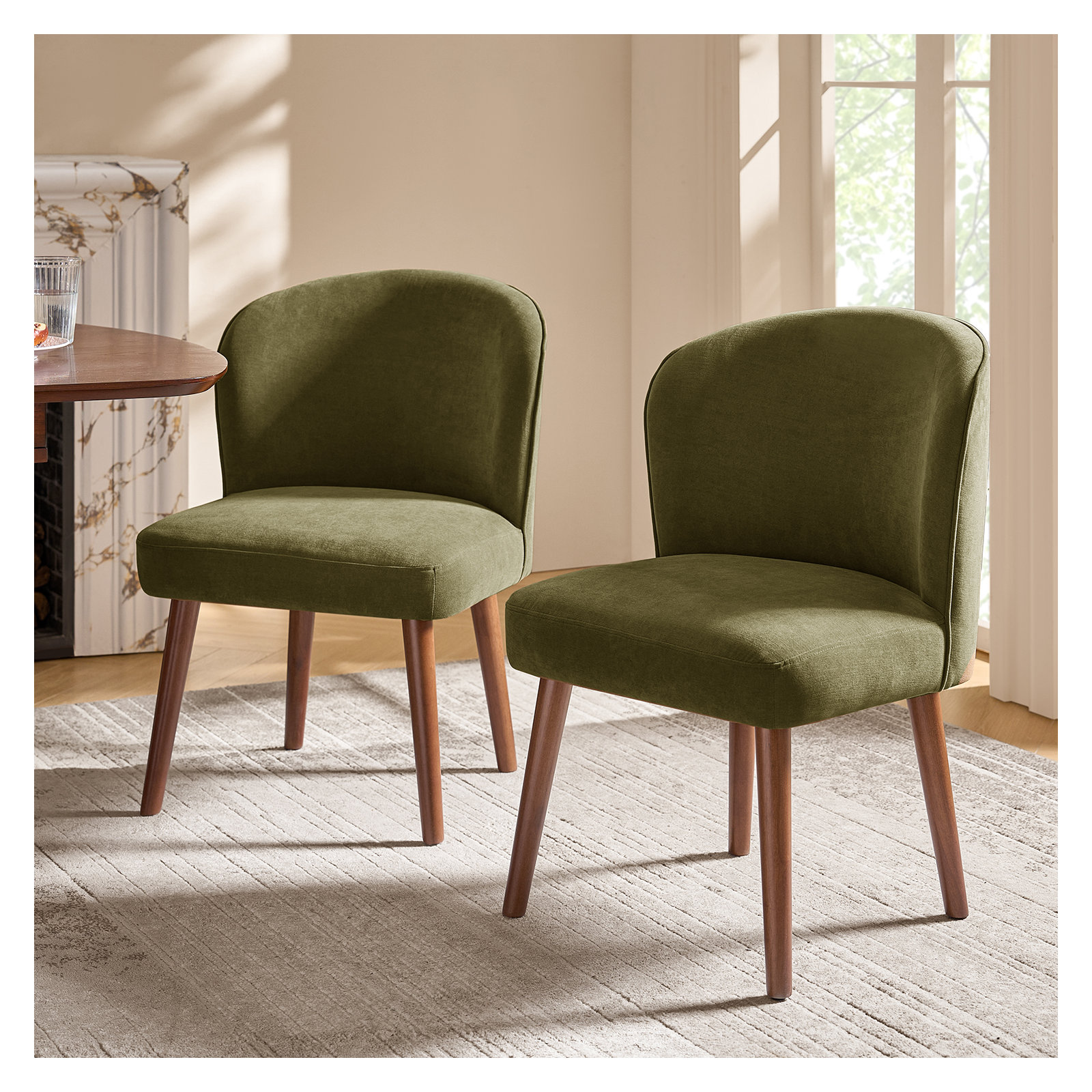 Davia Upholstered Dining Chair, Moss