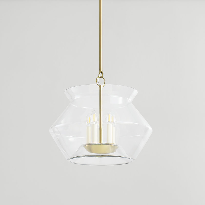 Lanterne 5 lumières Edmonton, Laiton vieilli, H 18,5 po x l 20,75 po x P 20,75 po