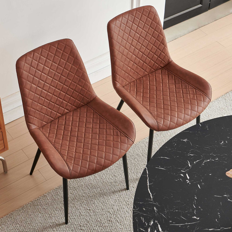 4-Person Dining Set, Black Marble, Brown