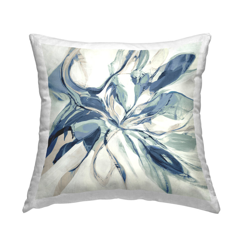 Coussin asymétrique imprimé abstrait bleu par Sarah Stockstill