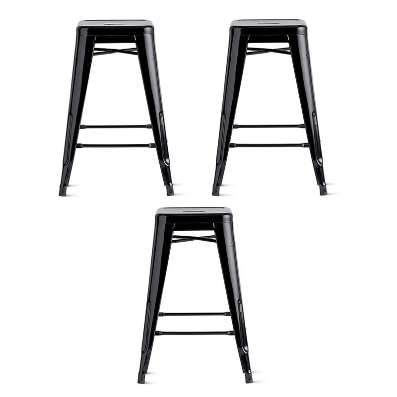 Tabouret Jemell, Noir, Tabouret de comptoir (siège d'une hauteur de 26 p