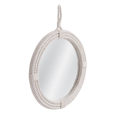 Guedry Round Wall Mirror with White Rope Frame – Coastal Modern Style