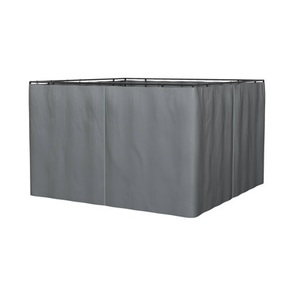 Panneau latéral de remplacement de pavillon de jardin - 10 pi x 12 pi, rideaux gris avec crochet et sangles pour une installation facile, des parois latérales sombres et sécurisant la fixation