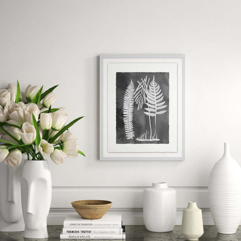 Fernspiration Gray 5' Framed Graphic Art Print on Glass