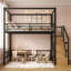 Lit mezzanine en métal avec escalier de rangement et garde-robe-126958643