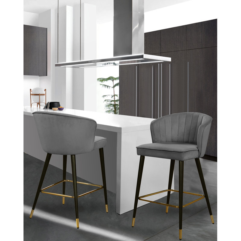 Tabouret de bar 27,3 po Cassie, Velours gris
