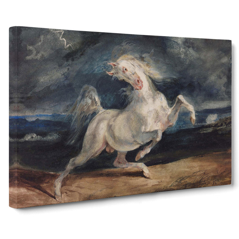 Frightened Horse by Eugene Delacroix - Wrapped Canvas Painting, 40cm H x 60cm W x 3cm D