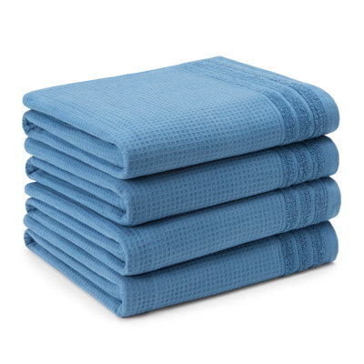 Ensemble de serviettes de bain en ratine tissé gaufré 4 pièces Town & Country Country, 30 x 56 pouces, 100% coton, à séchage rapide