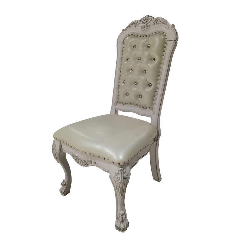 Chaise d'appoint (ensemble 2), cuir synthétique et finition blanc os