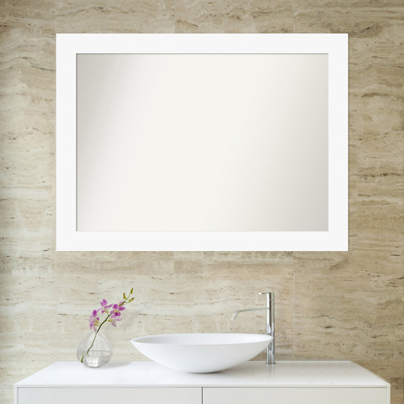 Miroir mural Jini, Rectangle, 32,5 po x 43,5 po, Blanc