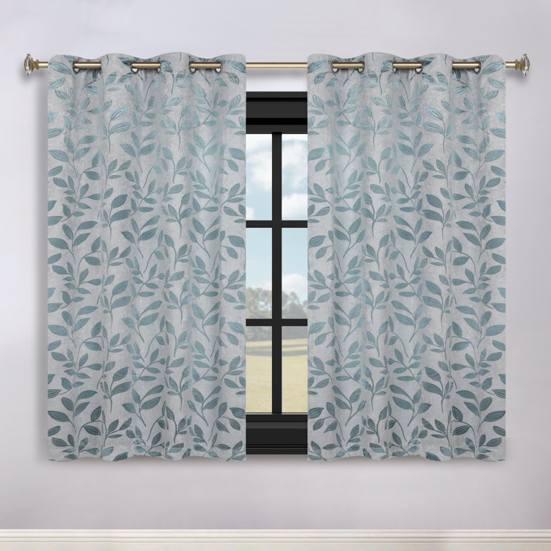 Panneaux de rideaux à passe-tringle en polyester Finklea, Sarcelle, l 42 po x L 63 po