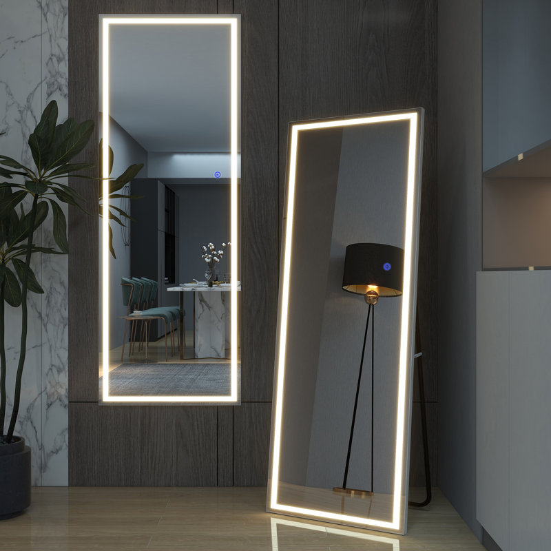 Miroir pleine grandeur Caprica, Blanc, H 63 po x l 19,7 po x P 1,8 po
