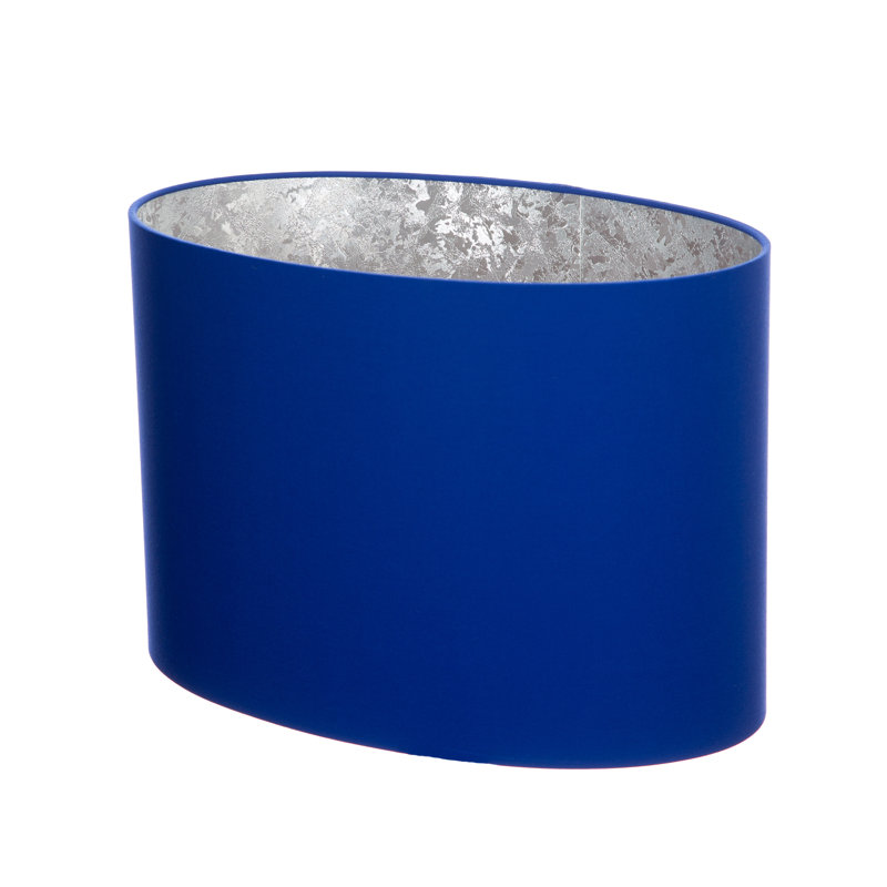 Satin Backed Dupion Oval Lamp Shade ( Screw On ), Royal Blue/Silver, 28cm H x 40cm W x 25cm D