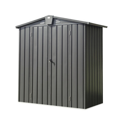 Galvanized Steel Outdoor Storage Shed 5.7X3 Ft - For Patio, Backyard, Garden, Lawn Double Lockable Doors, Massive Storage, Rust, Rain- Roof, Ventilation Feature Metal For Extensive Compartment, Rust
