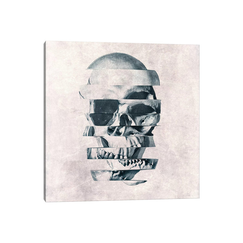 Glitch Skull Mono by Ali Gulec - Wrapped Canvas Gallery-Wrapped Canvas Giclée, 66.04 cm H x 66.04 cm W x 3.175 cm D
