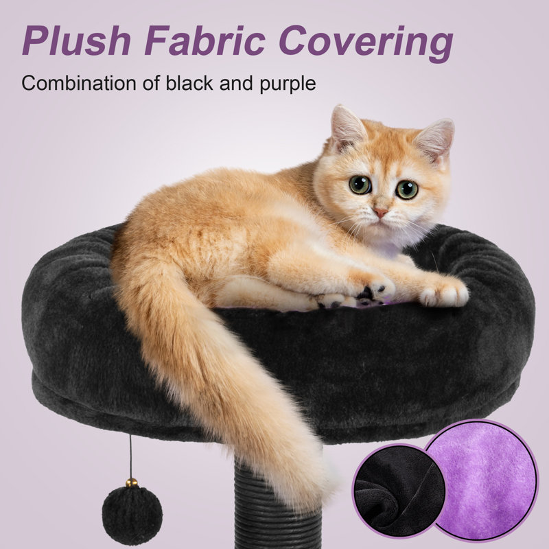 36.8" Black Velvet Gothic Cat Tree with Scratching Posts