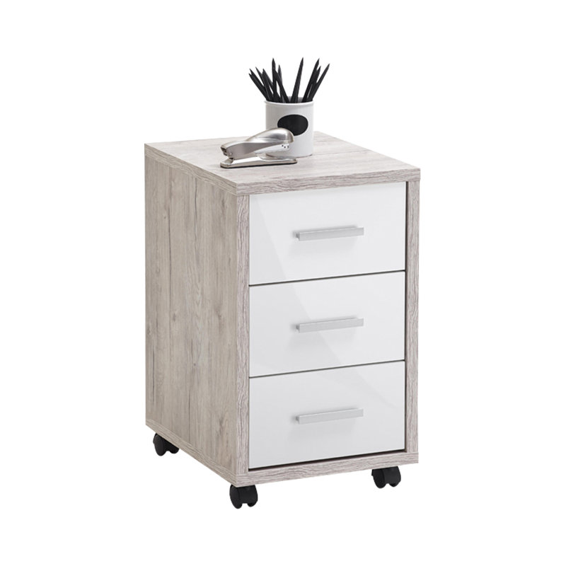 Costin 35cm Wide 3 -Drawer Mobile File Cabinet, Oak sand and white