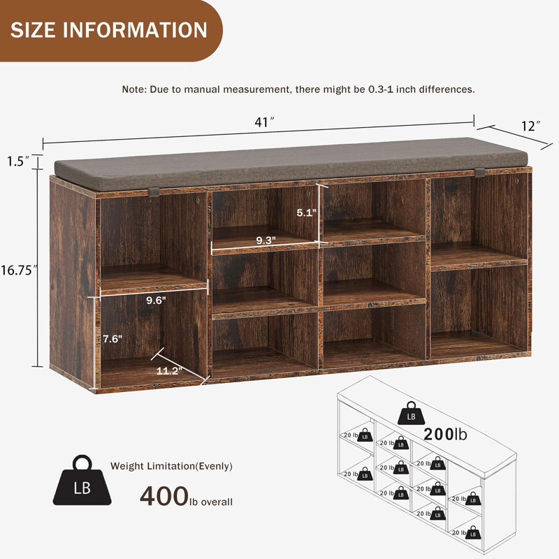 Shoe Storage Bench, Wood
