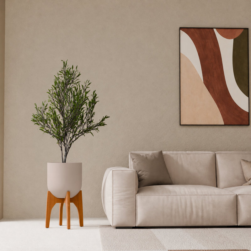 Pot de fleurs Kute Nest Arco 12 po D en fibre de pierre - Santorin Blanc, H 12 po x l 12 po x P 12 po, Blanc