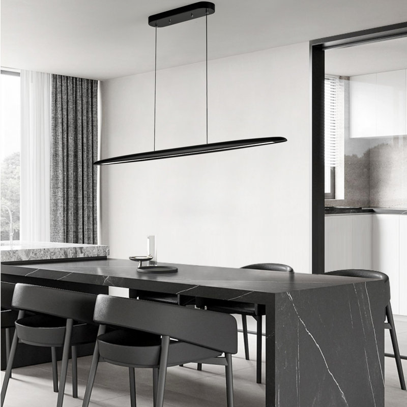 Teyden 1-Light LED Kitchen Island Pendant, Matte Black
