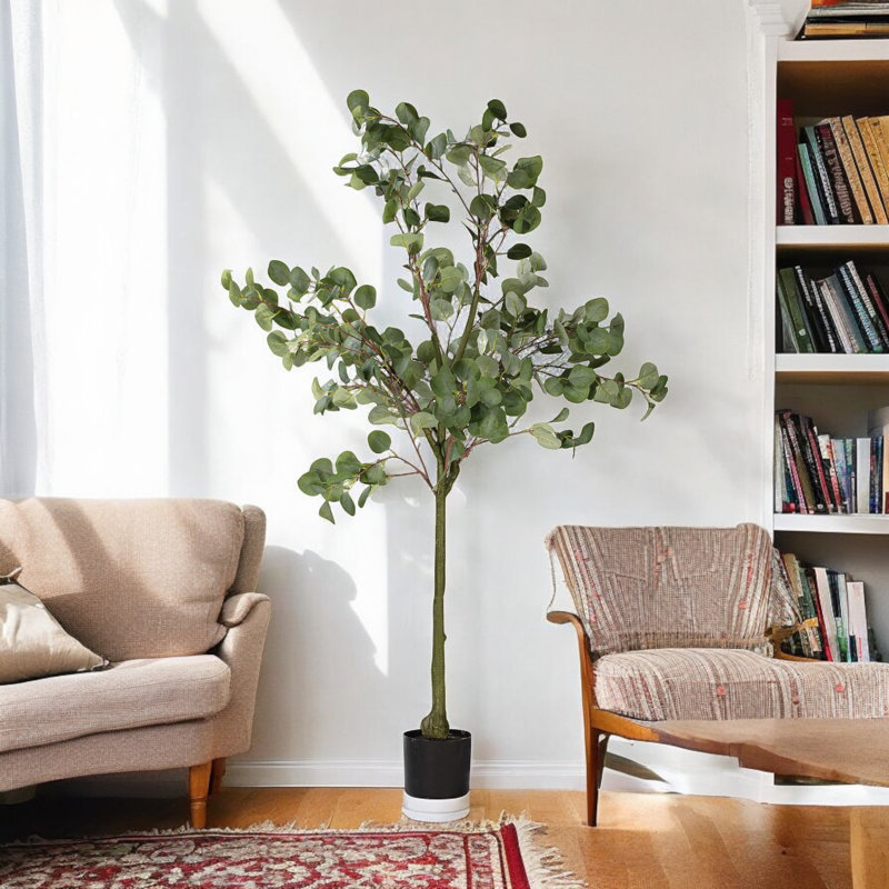Eucalyptus artificiel en pot de chambre de bébé en plastique, H 48 po x l 24 po x P 24 po
