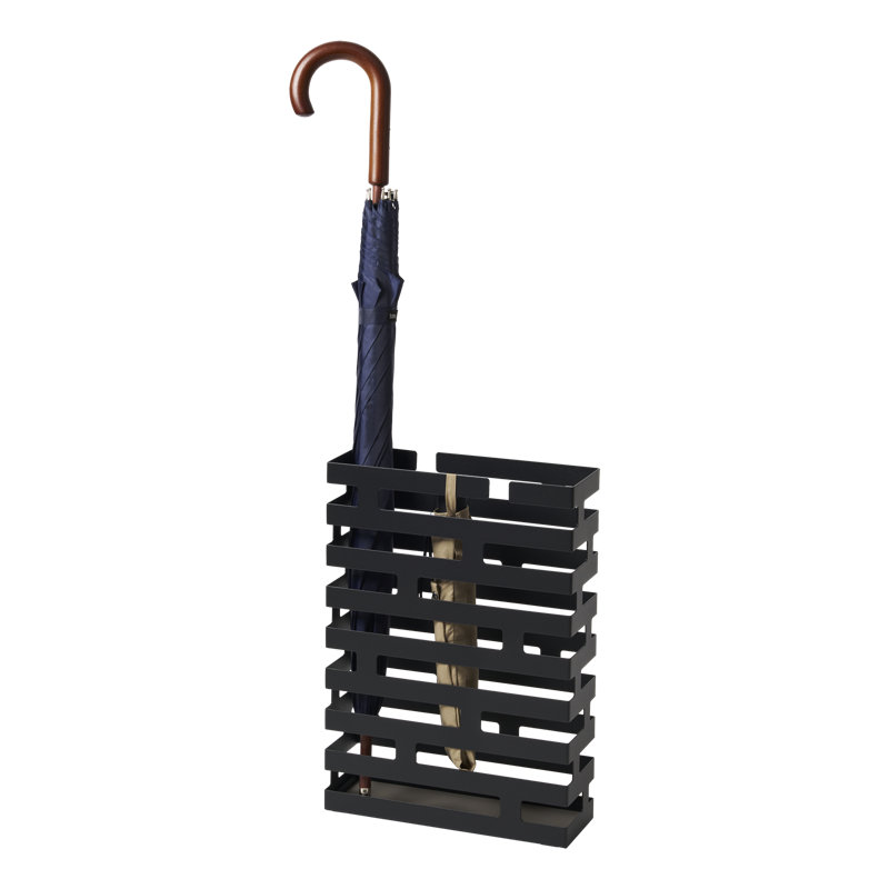 Black Powder-Coated Steel Rectangular Umbrella Stand
