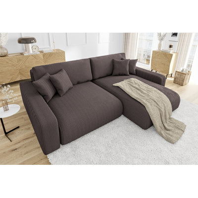  Gisela Sleeper Corner Sofa Chaise Bed with Storage Cord Fabric