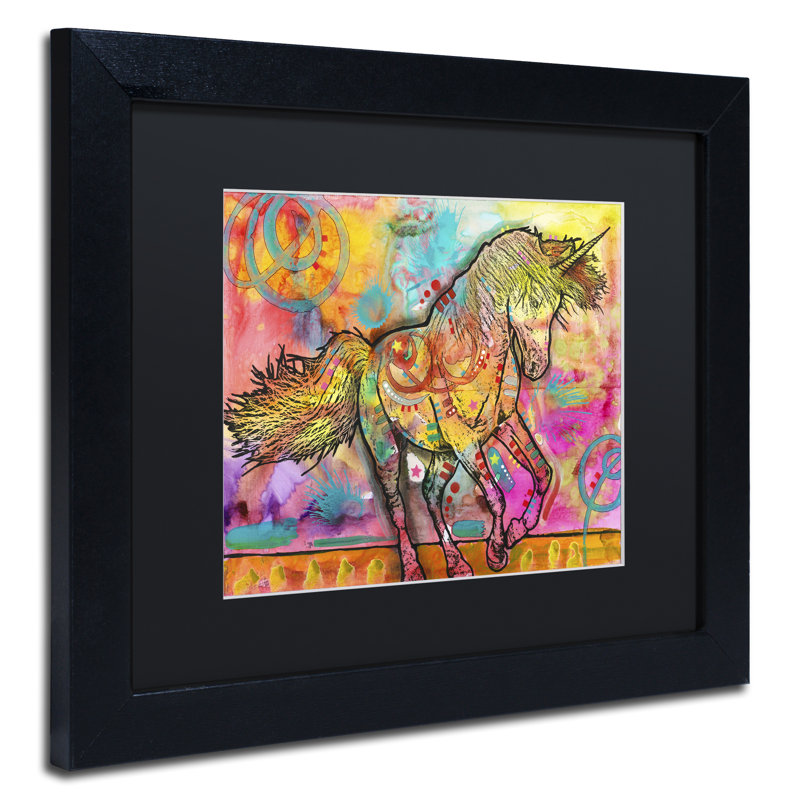 « licorne », impression, Noir, H 11 po x l 14 po x p 0,5 po, Cadre noir