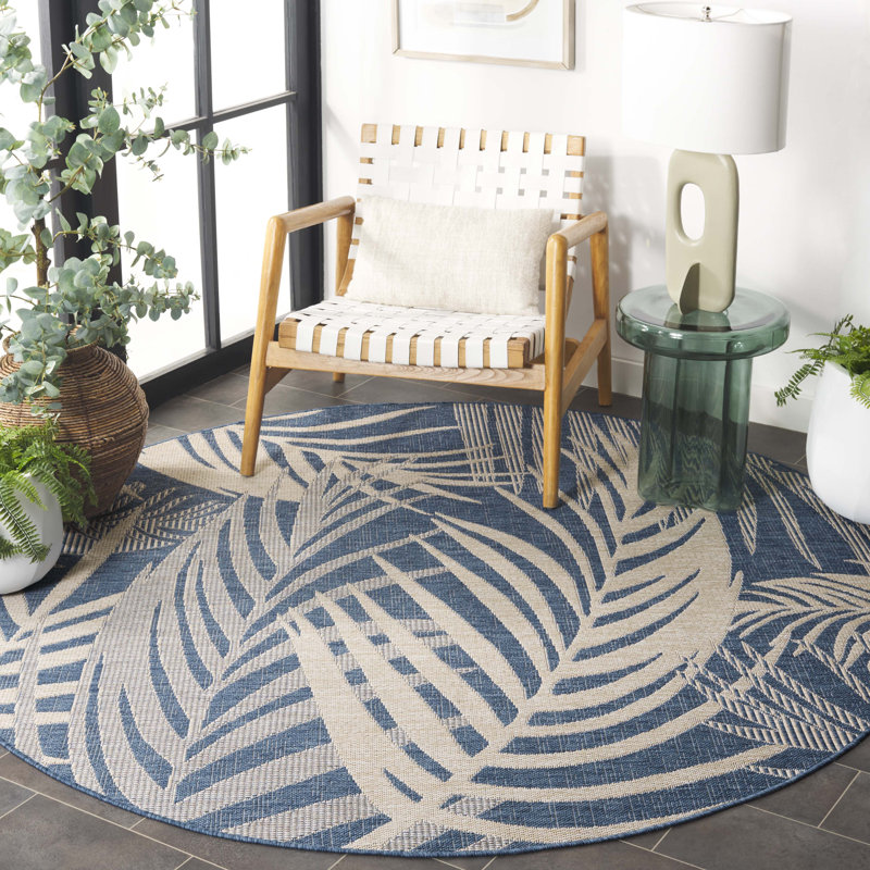 Tapis d'intérieur / extérieur floral Alixs Performance, Rond 6 pi 7 po