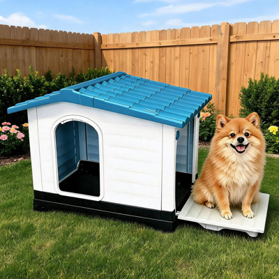 Small Blue Sturdy Comfortable Dog House Indoor Outdoor Pet Shelter Weatherproof Quick Easy Assembly Kennel For Small Medium Dogs