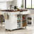 Rolling Fluted Kitchen Island With Drop Leaf And Power Outlet