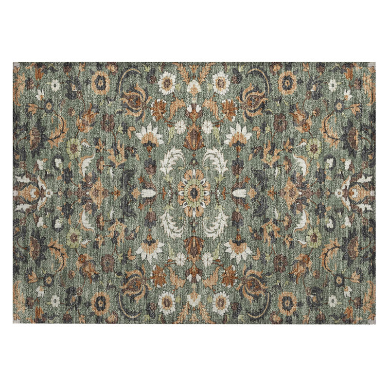Machine Washable Indoor/Outdoor Chantille ACN2473 Global Rug, 1'8" x 2'6", Basil