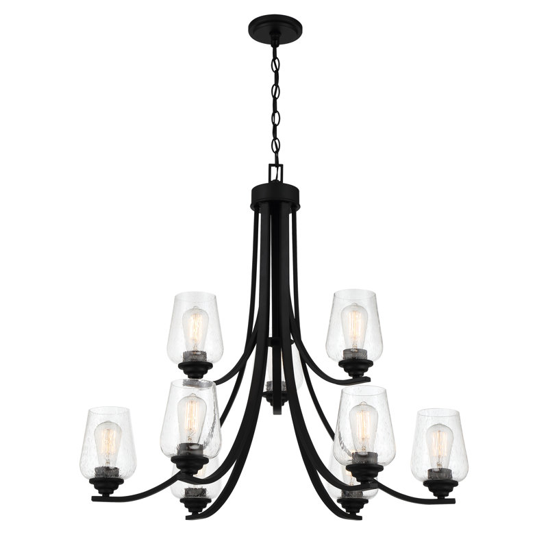 Lustre classique à 9 lumières Arbra, Charbon, Transparent