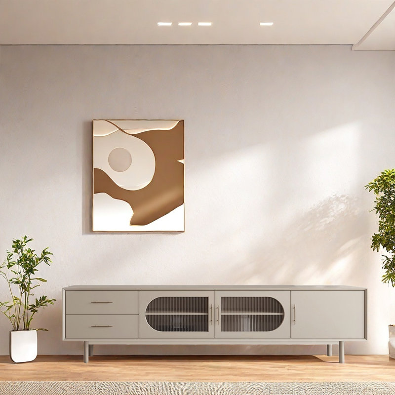 Green paint for spacious TV cabinet, 78.74"