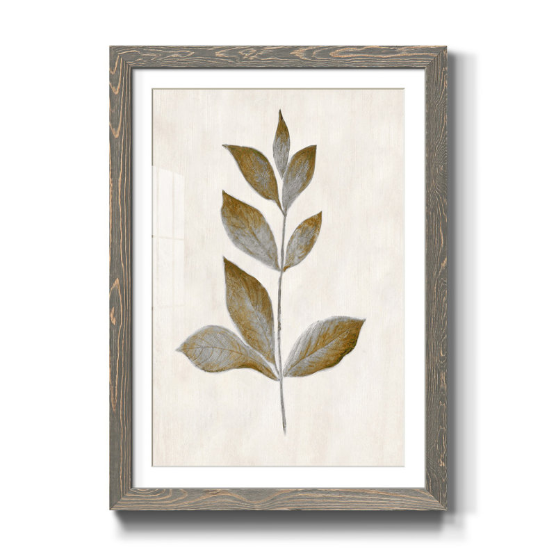 Bronze Leaf I - cadre photo, reproduction d'art sur papier, H 31,5 po x l 23,5 po x P 1,5 po, gris