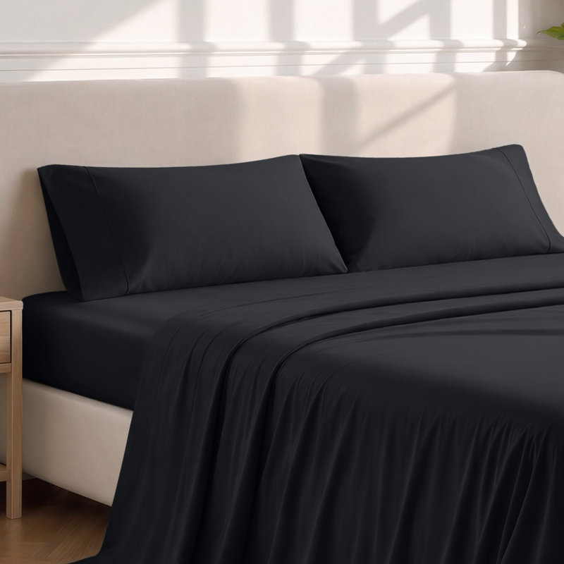 Soft Microfiber Pillowcase Set, Black, 2 Standard Pillowcases