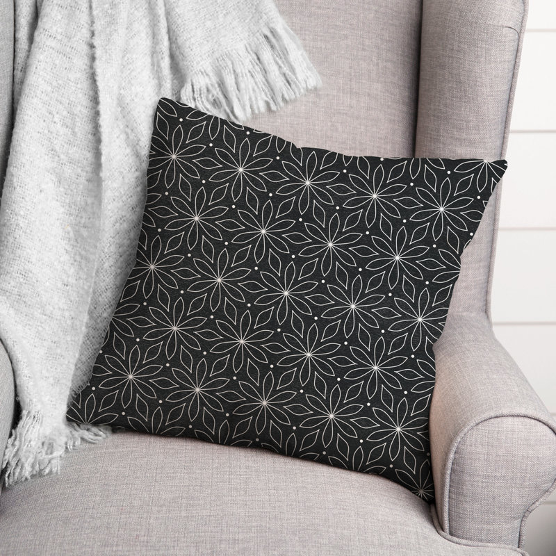  Housse et insert de coussin monochromatique fleurs carrées